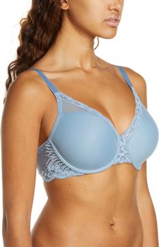 Specially designed for fuller figures, this everyday bra offers a lightweight feel and comfortable support while creating a gorgeous neckline. 90% nylon, 10% spandex with 84% nylon, 16% spandex and 62% nylon, 39% spandex contrasts Hand wash, line dry Imported Stretch Underwire Bra Partially Lined, Partially Lined Stretch Underwire Bra, Stretch Underwire Bra In Light Blue, Stretch Push-up Bra Partially Lined, Cheap Blue Underwire Bra, Blue Partially Lined Underwire Bra, Underwire Nylon Sports Bra With Built-in Bra, Feminine Sleepwear With Built-in Underwire Bra, Everyday Bra