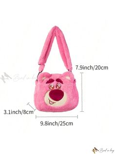 Bird in Bag - Miniso Disney Plush Season Handheld Crossbody Bag - Puffy Cartoon Bag (Lotso - Strawberry Bear) Pink Cartoon Bag For Everyday Use, Pink Character Bag For Everyday Use, Pink School Bags With Animal Design, Casual School Bag With Bear Design, Cute Type, Bear Bag, Strawberry Bear, Knitting Tote Bag, Knitting Tote