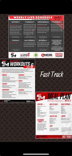 the menu for fast track meal plan