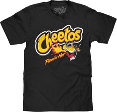 PRICES MAY VARY. YOUR NEW FAVORITE CHEETOS SHIRT: Enjoy the nostalgia of the Flamin' Hot Cheetos logo and Chester Cheetah mascot - printed on the softest black cotton tee we could find. EASY CARE TEES: This Chester Cheetah design is licensed and screen-printed on a soft, high-quality 100% cotton t-shirt that goes from the washing machine to the dryer without losing shape, shrinking or fading. NO FUSS SIZING: Tee Luv's Flamin' Hot Cheetos shirts feature a super comfortable adult regular fit, and Cheetos Logo, Chester Cheetos, Cheetah Cartoon, Cheetah Mascot, Chester Cheetah, Cheetah Design, Hot Cheetos, Cartoon Mascot, Fire Breathing