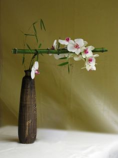 a vase with flowers in it sitting on a table