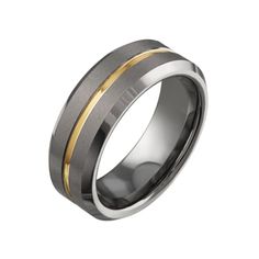 men's wedding band with two tone gold inlay and anodium center