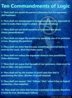 the ten commandments of logistic poster with blue background and black text on it