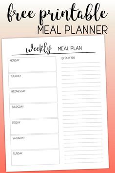 the free printable meal planner is shown