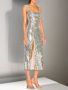 Sequin Midi Dress Sequin Midi Dress, Silver Dress, Yemen, Mongolia, Trinidad, Jamaica, Sri Lanka, The Star, Midi Length