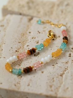 Colorful Beaded Freshwater Pearl Bracelet - floysun Gold Color Combination, Fashion Beads, Freshwater Pearl Bracelet, Natural Stone Bracelets, Beaded Bracelets Diy, Bracelet Collection, Pearl Size, Beaded Jewelry Diy, Summer Jewelry