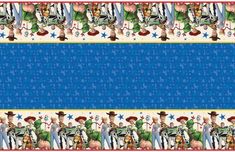 an image of a border with cowboys and stars on blue background for fabric or wallpaper