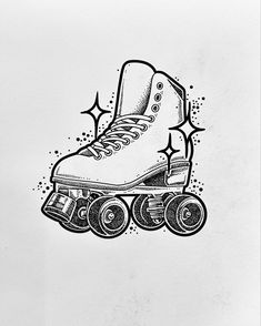 a drawing of a skateboard with wheels