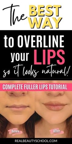 How To Overdraw Your Lips, Fuller Lips Makeup Tutorials, How To Overline Your Lips Tutorial, How To Make Lips Bigger, How To Line Lips To Look Bigger, How To Make Lips Look Bigger, Overlined Lips Tutorial, How To Overline Your Lips, Make Lips Look Bigger