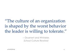 a quote that reads the culture of an organization is shaped by the worst behavior the leader is