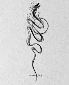 a black and white drawing of a snake