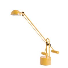 a yellow desk lamp on a white background