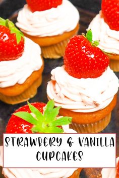 These beautiful vanilla and strawberry cupcakes taste just like summer. Perfect for any summertime tea party. They also taste amazing served with a glass of campaign. Click the link for the free printable recipe.