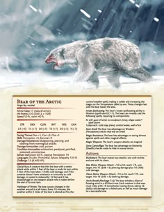 an image of a polar bear in the snow, with text below it that reads bears of the arctic