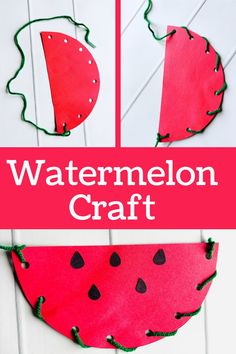 paper watermelon craft for preschool Picnic Art For Toddlers, Letter W Craft, Paper Watermelon, Watermelon Craft, Seed Craft, Summer Preschool Crafts, Paper Craft Template, July Crafts For Kids