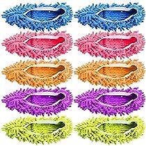 several colors of mop heads are shown in this image