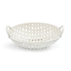 a white basket on a white background