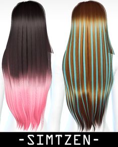 two different colored hair styles on mannequins, one with long and short hair