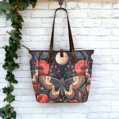 Meet our Classic Tote Bag - the perfect blend of style and practicality! Crafted from high-grade waterproof fabric and vegan leather straps, this oversized 18.11" x 12.99" x 5.71" gem is both durable and water-resistant, which means it's ready for any adventure. With a vibrant two-sided print, it's a head-turner, and the spacious main compartment, along with interior pockets, keeps everything organized. The comfortable portable belt adds convenience, making it ideal for leisure, shopping, partie Tote Bags With Case For Everyday Use, Everyday Tote Bag With Case Included, Vintage Everyday Zipper Pouch Bag, Vintage Zipper Pouch Bag, Dark Whimsigoth, Butterfly Moon, Classic Tote Bag, Witchy Aesthetic, Aesthetic Gift