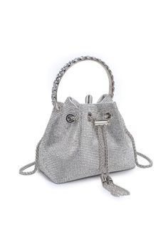 Embrace the spotlight with our Vontrice Rhinestone Evening Bag - it's not just an accessory, it's a showstopper. Draped in all-over rhinestones and accented with elegant tassels, this dazzling drawstring bucket silhouette, lined with luxurious fabric, takes the phrase 'shine bright like a diamond' to a whole new, portable level. Personalised Jewellery Necklaces, Levis Outfit, Acrylic Bag, Denim Crossbody, Chevron Quilt, Stylish Shoulder Bag, Shine Bright Like A Diamond, Chanel Caviar, Pink Ombre