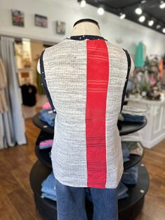 Effortlessly steal the spotlight in our Star Of The Show Tank Top. This two-tone, slub knit tank features stylish color blocking and delicate lace insets for a touch of feminine flair. The star print adds a playful touch to the round neck and sleeveless design. Perfect for any casual occasion. You need this for the upcoming holidays! Ivory/Red/Navy Spring Cotton Tops With Contrast Lace, Cotton Top With Contrast Lace For Summer, Spring Cotton Color Block Tank Top, Casual Patchwork Tank Top, Steal The Spotlight, Lace Inset, Knit Tank, Single Women, Athletic Wear