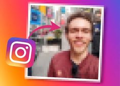 an instagram photo with the image of a man's face and arrow pointing up