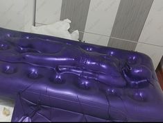 an inflatable mattress is laying on the floor