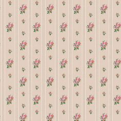 a wallpaper with pink flowers and green leaves on the side, in an old fashion style