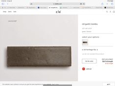 a website page with an image of a piece of concrete on it's side