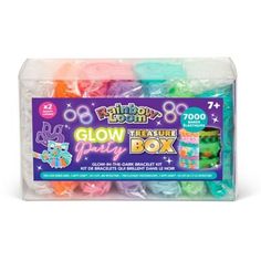 glow in the dark party box filled with assorted colors and shapes to make it look like