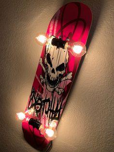 a skateboard with some lights on top of it