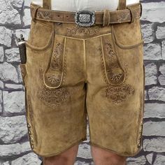 Imported Brown Buffalo Lederhosen with Belt and Suspenders - Ernst Licht Fitted Brown Bottoms For Outdoor, Fitted Bottoms With Belt Loops For Festivals, Mens Lederhosen, Lederhosen Costume, German Lederhosen, Hand Sewn Leather, Black Cow, Eagle Design, Costumes For Sale