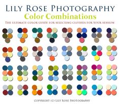 the cover of lily rose photography's color combinations book, which is available for purchase