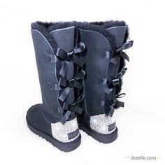 ✨Your feet will ❤️ you for these UNBELIEVABLE Women's Bailey Bow UGG® II Boots with Swarovski Crystals✨ In addition to these TALL STYLE Uggs having THREE satin Bows down the back, adding a cute variation to a classic style. : There is NO COMPARISON to the craftsmanship and design that Jezelle.com delivers. Each pair is a work of art held to the highest standards with a quality that is unsurpassed and untouchable. OVER 1300(!!) Genuine Swarovski Crystals each hand-jeweled with precision! UGG® AUS Style Uggs, Bow Ugg, Bow Uggs, Uggs With Bows, Custom Rhinestone, Ugg Boots Australia, Bailey Bow Uggs, Bow Boots, Pay Attention To Me