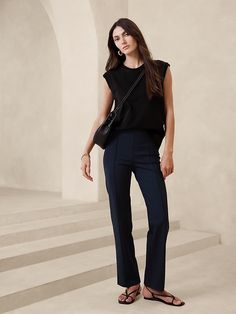 Straight Everywhere Ponte Pant | Banana Republic Love Your Work, Women's Suits, Legging Fits, Ponte Fabric, Ponte Pants, High Rise Leggings, Work Wardrobe, Pants Straight, Bottom Clothes