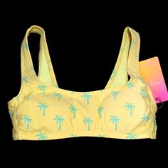 Stoney Clover Lane Target Bikini Top Women’s S 4-6, Top Only, Yellow With Green Palm Trees Nwt Target, Womens Swim, Swimming, Womens Tops, Yellow, Green, Women Shopping, Color