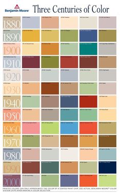 three centuries of color in different colors and sizes, with the same font on each side