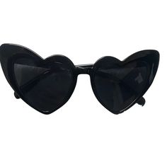 Black Heart Frame Sunglasses Trendy Black Heart-shaped Sunglasses, Casual Black Cat Eye Sunglasses For Party, Fun Black Polarized Sunglasses, Black Party Sunglasses For Spring, Spring Party Black Sunglasses, Fun Black Sunglasses For Parties, Black Sunglasses With Mirrored Lenses, Heart Sunglasses, Heart Frame