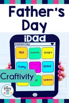 a father's day activity for kids to play on the ipad with text overlay