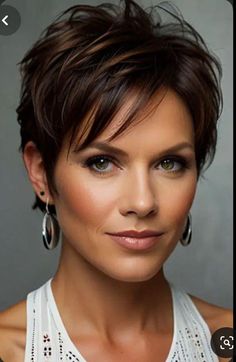 Pixie Haircut With Side Bangs, Pixie Hairstyles Dark Hair, Short Hair Styles Middle Part, Pixie Cuts For Women Over 50, Pixie Shag Hairstyles, Women’s Short Haircuts, Short Feathered Hairstyles, Easy Pixie Haircut, Short Pixie Hairstyle Women