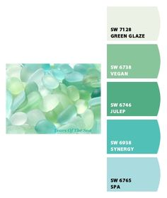 the color scheme for green glaze is shown in shades of blue, green and white