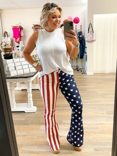 High waist American flag print flares American Flag Print, Stunning Outfits, Face And Body, American Flag, High Waist, Shop Now, How Are You Feeling, Flag, High Waisted