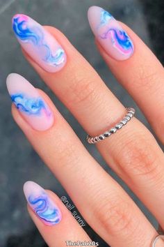 Nail Art Designs For Beginners, Cheetah Print Nails, Easy Nail Art Designs, Marble Nail Designs, Marble Nail, Lace Nails, Vintage Nails, Blue Nail Designs