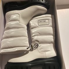 Calvin Klein White Boots Size 6.5 Chic Calvin Klein Boots With Round Toe, Calvin Klein White, Calvin Klein Shoes, White Boots, Womens Calvin Klein, Winter Rain, Rain Boots, Calvin Klein, Color White