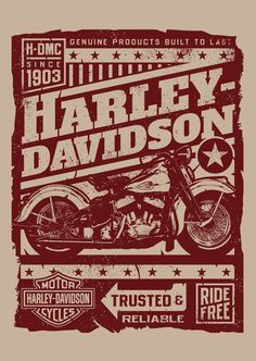 the harley davidson t - shirt design is shown in red and white, with stars on it