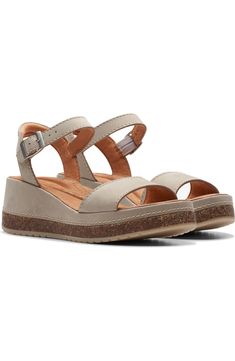 Clarks® Kassanda Lily Wedge Sandal (Women) | Nordstrom Casual Leather Wedge Sandals With Heel Strap, Adjustable Leather Footbed Wedge Heel Sandals, Adjustable Wedge Heel Sandals With Leather Footbed, Casual Wedge Heel Footbed Sandals With Arch Support, Casual Cork Wedge Sandals Open Toe, Casual Open Toe Cork Wedge Sandals, Adjustable Leather Wedge Sandals, Cork Wedge Sandals With Heel Strap And Round Toe, Cork Wedge Sandals With Buckle Closure