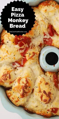 an easy pizza monkey bread recipe with cheese and pepperoni