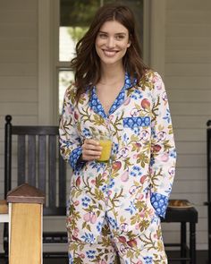 Luxury cotton pajama set for women Printed Cotton Pajama Shorts For Sleep, Floral Print Relaxed Fit Pajamas, Cotton Button-up Sleepwear For Bedtime, Spring Button-up Sleepwear With Pockets, Multicolor Floral Print V-neck Sleepwear