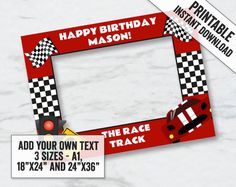 a birthday card with a race car on it