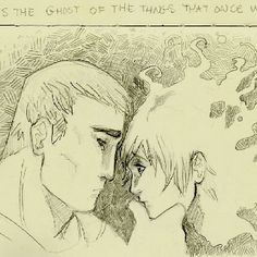 a drawing of two people next to each other with the caption, it's the ghost of the things that once were